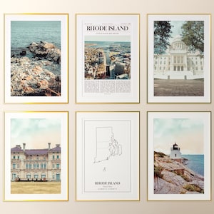 Rhode Island State Prints 6er Set, Rhode Island Photo Poster, Rhode Island Karte, Rhode Island Photography, USA