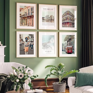 Juego de 6 láminas de Nueva Orleans, fotos de pósteres de Nueva Orleans, mapa de Nueva Orleans, arte mural de Nueva Orleans, fotografía de Nueva Orleans, arte de Luisiana imagen 6