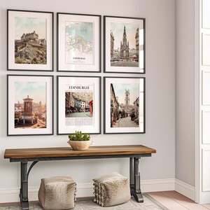 Edinburgh Prints Set of 6, Edinburgh Poster Photos, Edinburgh Map, Edinburgh Wall Art, Edinburgh Photography, Scotland Art image 3