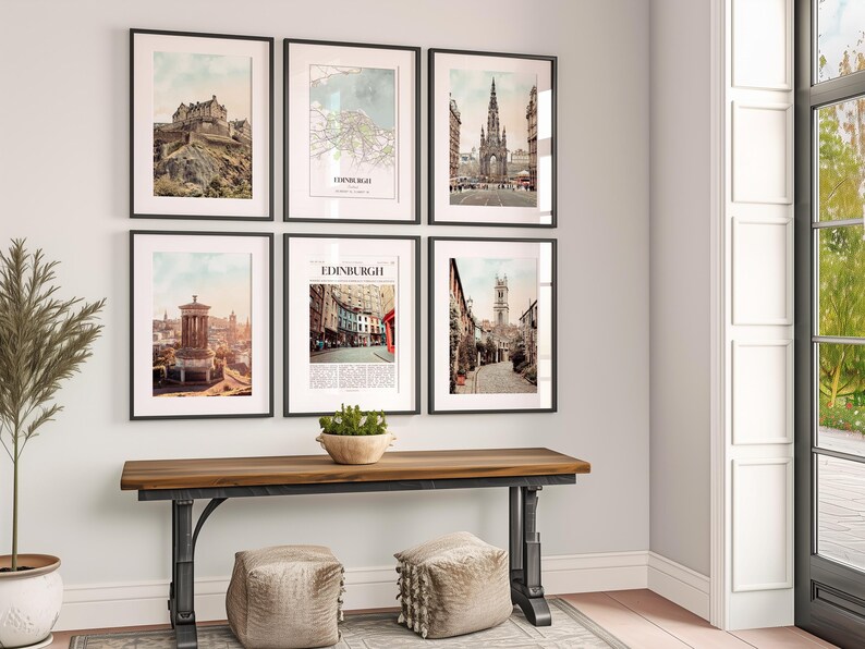 Edinburgh Prints Set of 6, Edinburgh Poster Photos, Edinburgh Map, Edinburgh Wall Art, Edinburgh Photography, Scotland Art image 3