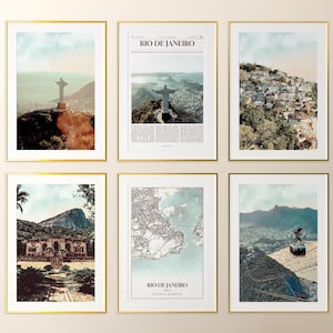 Conjunto de 6 impressões da cidade do Rio de Janeiro, pôster fotográfico do Rio de Janeiro, mapa do Rio de Janeiro, fotografia do Rio de Janeiro, Brasil