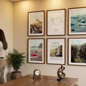 Set di 6 stampe sull'Islanda, poster fotografici dell'Islanda, mappa dell'Islanda, decorazioni murali dell'Islanda, fotografia dell'Islanda immagine 4