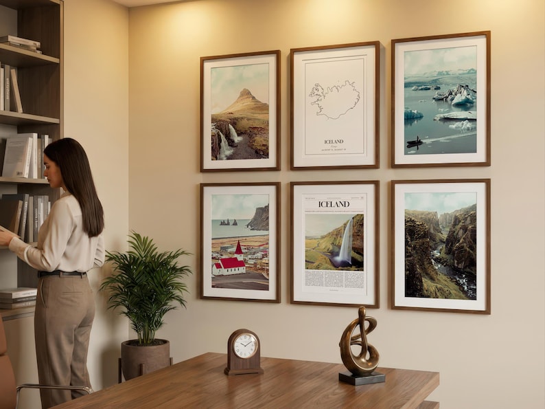 Set di 6 stampe sull'Islanda, poster fotografici dell'Islanda, mappa dell'Islanda, decorazioni murali dell'Islanda, fotografia dell'Islanda immagine 4