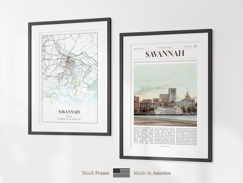Savannah Prints Set of 6, Savannah Poster Photos, Savannah Map, Savannah Wall Art, Savannah Photography, Georgia Art image 8