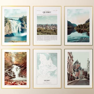 Quebec Prints Set of 6, Quebec Poster Photos, Quebec Map, Quebec Wall Art, Quebec Photography, Canada