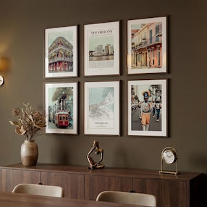 Juego de 6 láminas de Nueva Orleans, fotos de pósteres de Nueva Orleans, mapa de Nueva Orleans, arte mural de Nueva Orleans, fotografía de Nueva Orleans, arte de Luisiana imagen 5