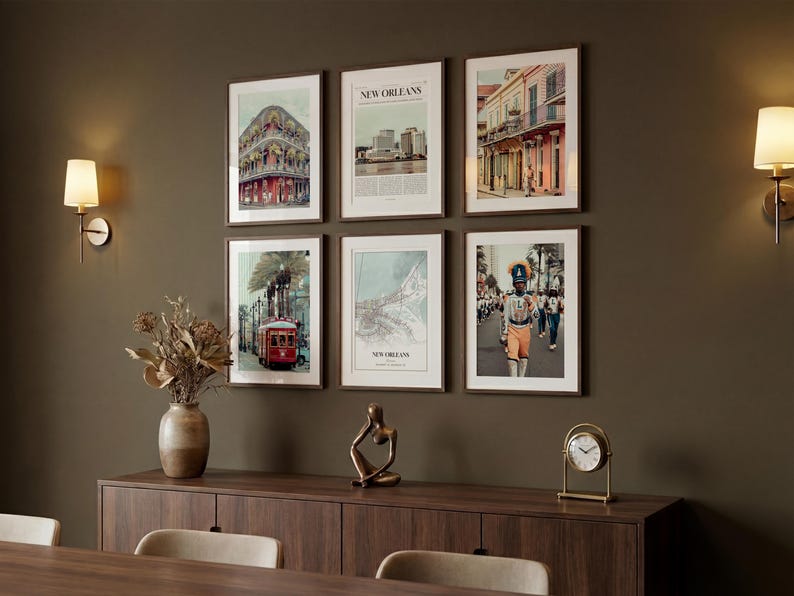 Juego de 6 láminas de Nueva Orleans, fotos de pósteres de Nueva Orleans, mapa de Nueva Orleans, arte mural de Nueva Orleans, fotografía de Nueva Orleans, arte de Luisiana imagen 5