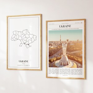 Lot de 2 impressions Ukraine, carte de l'Ukraine, affiche photo de l'Ukraine, art mural Ukraine, photographies de l'Ukraine, Ukraine