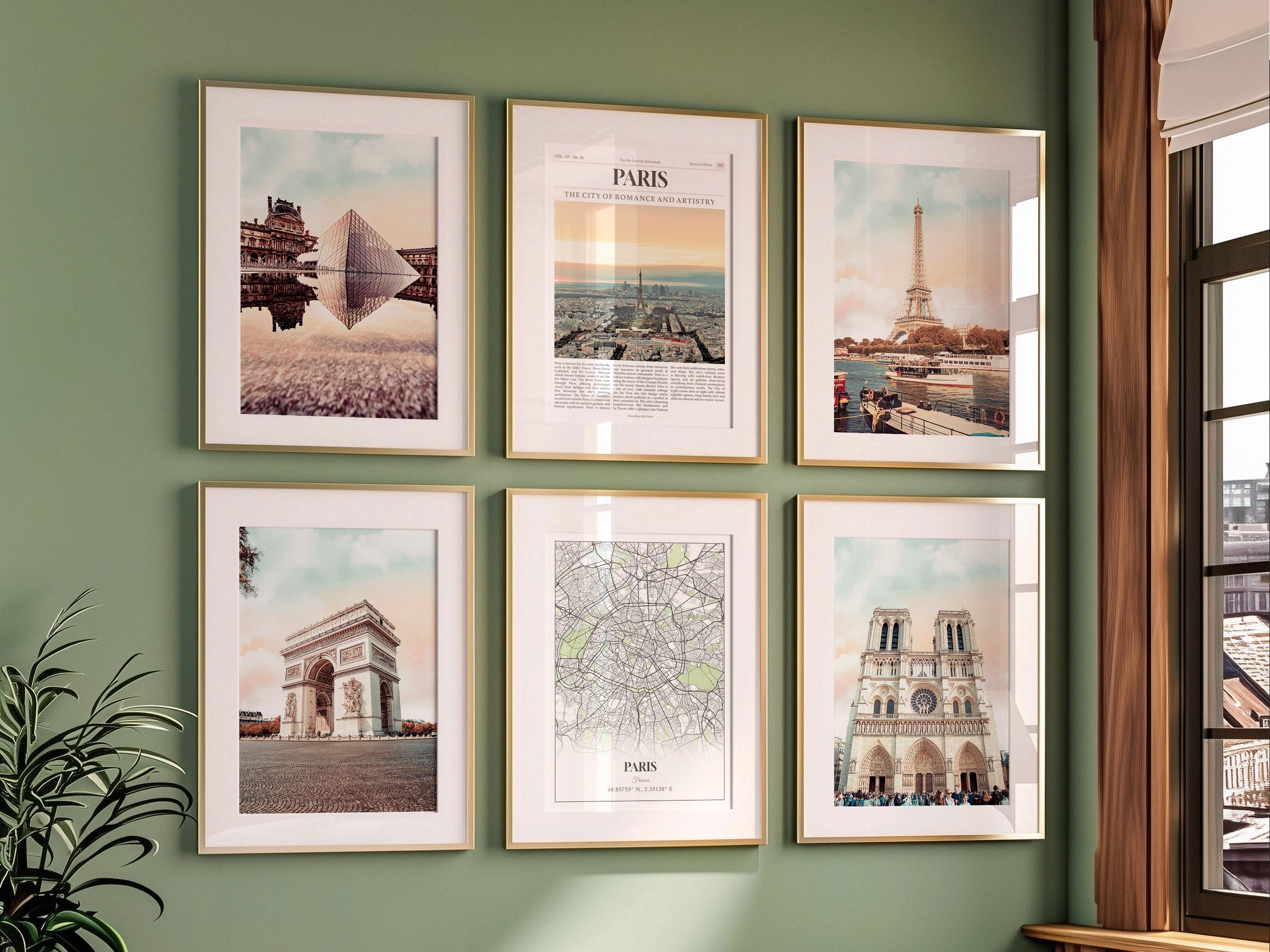Paris Prints Set of 6, Paris Poster Photos, Paris Map, Paris Wall Art ...