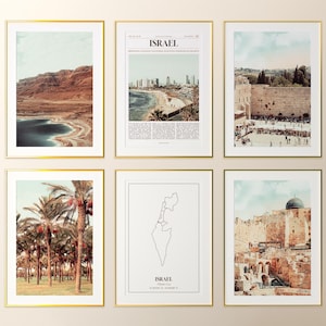 Israel Prints 6er Set, Israel Poster Fotos, Israel Karte, Israel Wandkunst, Israel Fotografie, Israel