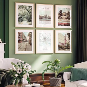 Savannah Prints Set of 6, Savannah Poster Photos, Savannah Map, Savannah Wall Art, Savannah Photography, Georgia Art image 6