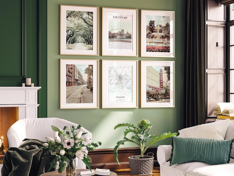 Savannah Prints Set of 6, Savannah Poster Photos, Savannah Map, Savannah Wall Art, Savannah Photography, Georgia Art image 6