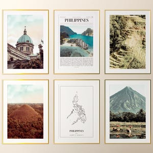 Conjunto de 6 impressões das Filipinas, pôsteres fotográficos das Filipinas, mapa das Filipinas, arte de parede das Filipinas, fotografia das Filipinas, Filipinas