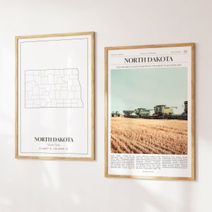 North Dakota State Prints 2er-Set, North Dakota Karte, North Dakota Poster Foto, North Dakota Fotografie, USA