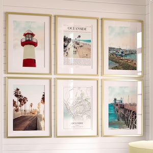 Oceanside City Prints 6er Set, Oceanside Fotoposter, Oceanside Karte, Oceanside Photography, Kalifornien, USA