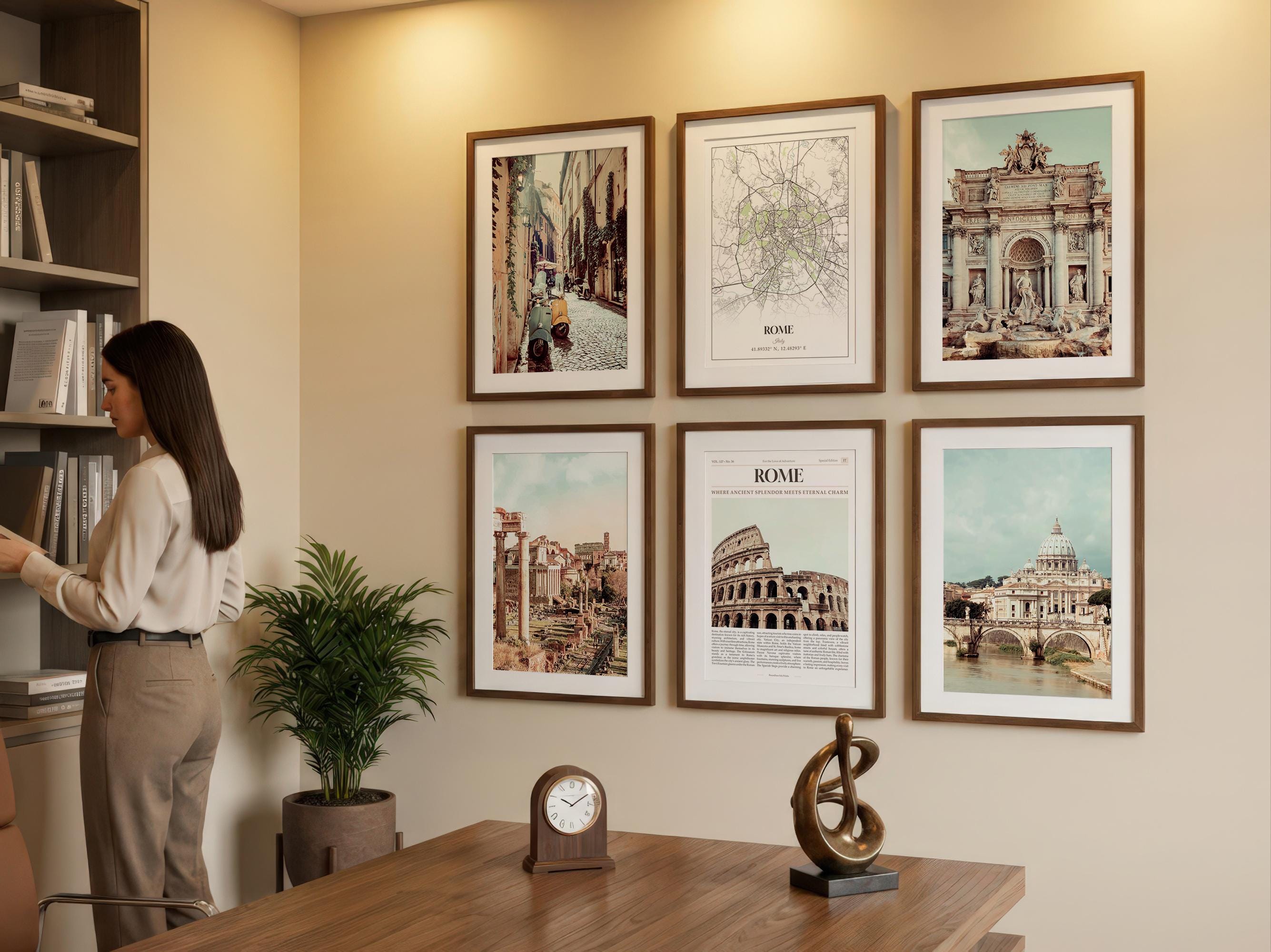 Wall Prints Rome Rome Prints Set of 6, Rome Poster Photos, Rome Map, Rome Wall Art, Rome ...