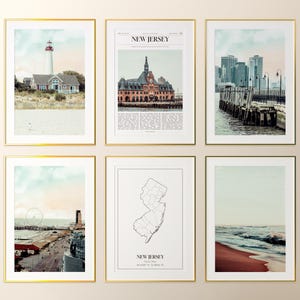 New Jersey State Prints 6er Set, New Jersey Fotoposter, New Jersey Karte, New Jersey Fotografie, USA