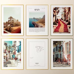 Lot de 6 impressions Espagne, affiche de photos de l'Espagne, carte de l'Espagne, art mural Espagne, photographies de l'Espagne, Espagne