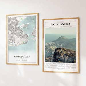 Rio De janeien Stadt Drucke, 2er Set, Rio De janeien Karte, Rio Dejaneien Fotografie, Brasilien Poster