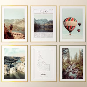 Idaho State Prints Set van 6, Idaho Photo Poster, Idaho Map, Idaho Wall Art Gallery, Idaho Photography, Verenigde Staten