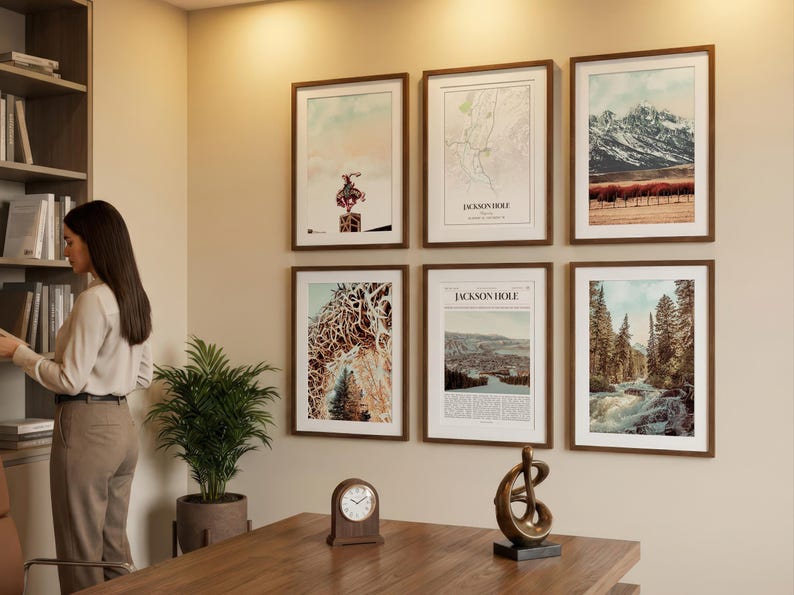 Jackson Hole Prints Set of 6, Jackson Hole Poster Photos, Jackson Hole Map, Jackson Hole Wall Art, Jackson Hole Photography, Wyoming Art image 4