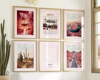 Arizona State Prints Set of 6, Arizona Poster Photos, Arizona Map, Arizona Wall Art, Arizona Photography