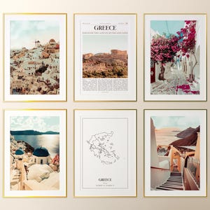 Griechenland Prints 6er Set, Griechenland Foto Poster, Griechenland Karte, Griechenland Wall Art Gallery, Griechenland Fotografie, Griechenland