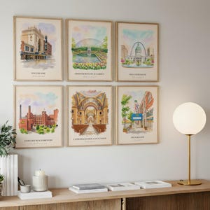 St. Louis MO Watercolor Prints Gallery Wall, Colorful St. Louis Painting Posters, St. Louis Gift, Missouri, United States image 4