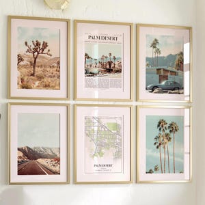 Palm Desert City Prints Set of 6, Palm Desert Poster Photos, Palm Desert Map, Palm Desert Photography, California, United States