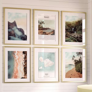 Conjunto de 6 impressões da cidade de Maui, pôsteres de fotos de Maui, mapa de Maui, arte de parede de Maui, fotografia de Maui, Havaí