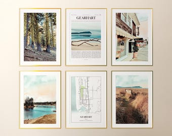 Gearhart Prints Set of 6, Gearhart Poster Photos, Gearhart Map, Gearhart Wall Art, Gearhart Photography, Oregon Art