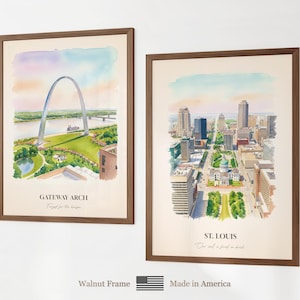 St. Louis MO Watercolor Prints Gallery Wall, Colorful St. Louis Painting Posters, St. Louis Gift, Missouri, United States image 8