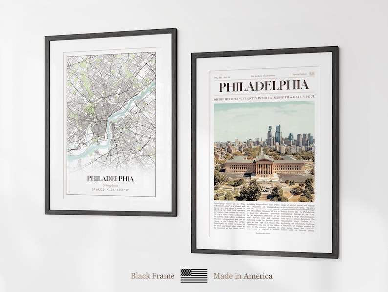 Philadelphia Poster 6er Set, Philadelphia Poster Fotos, Philadelphia Karte, Philadelphia Wandkunst, Pennsylvania Kunst Bild 8