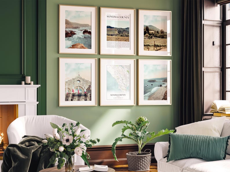 Sonoma County Prints Set of 6, Sonoma County Poster Photos, Sonoma County Map, Sonoma County Wall Art, California Art image 6