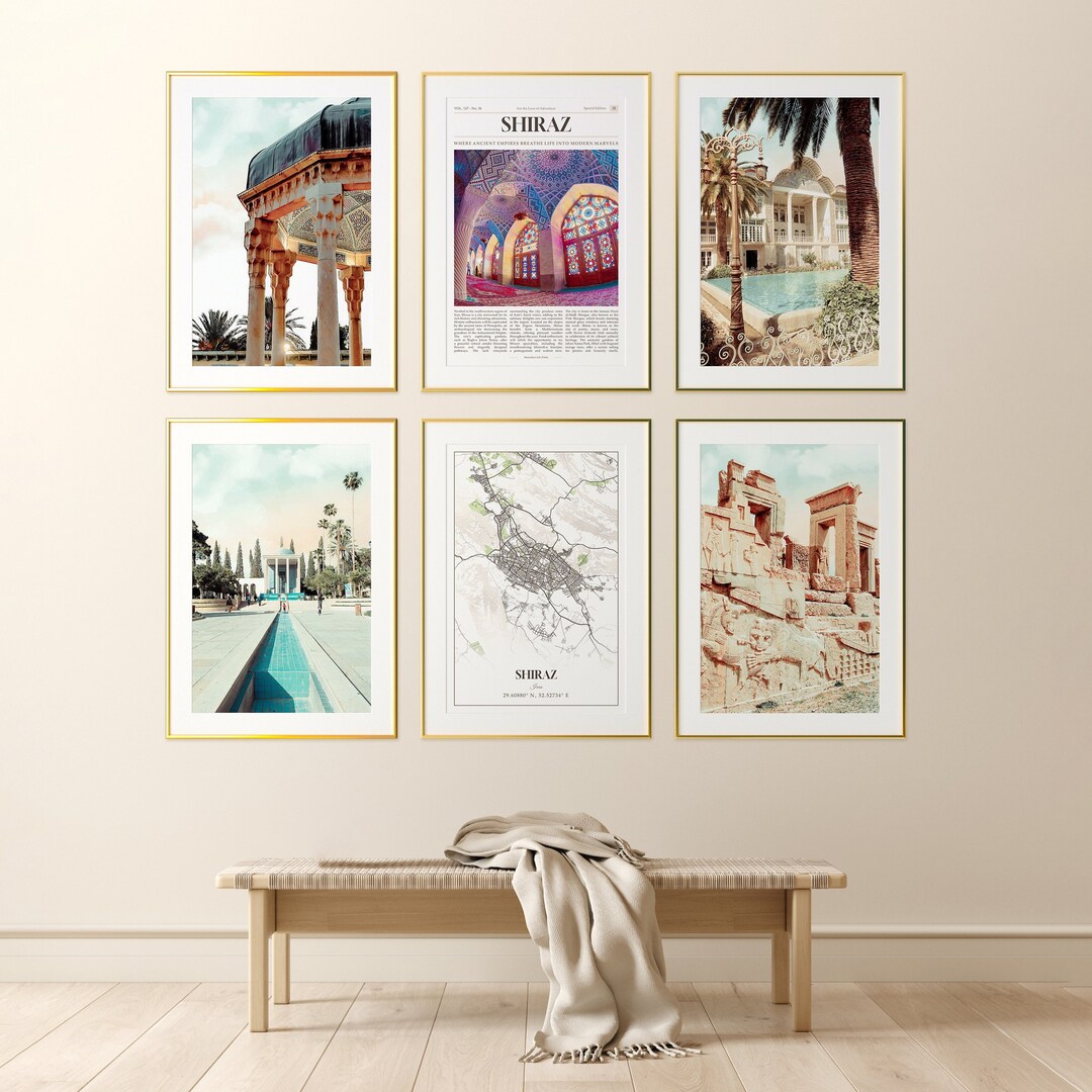 Shiraz City Prints Set of 6, Shiraz Poster Photos, Shiraz Map, Shiraz Wall Art, Shiraz ...