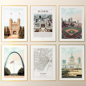 St. Louis City Prints Set of 6, St. Louis Photo Poster, St. Louis Map, St. Louis Photography, Missouri, United States