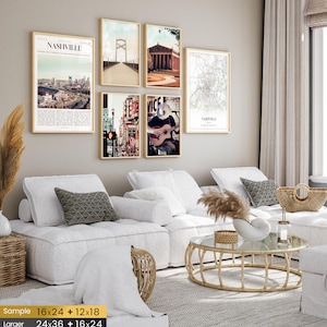 Nashville Prints Set of 6, Nashville Poster Photos, Nashville Map, Nashville Wall Art, Nashville Photography, Tennessee Art image 2