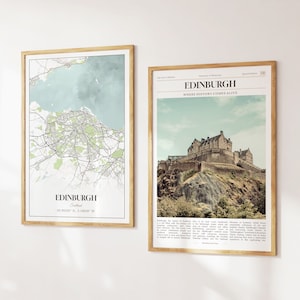 Lot de 2 impressions sur la ville d'Édimbourg, carte d'Édimbourg, affiche photo d'Édimbourg, art mural Édimbourg, photographie d'Édimbourg, Écosse