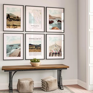 Sonoma County Prints Set of 6, Sonoma County Poster Photos, Sonoma County Map, Sonoma County Wall Art, California Art image 3