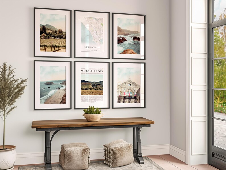 Sonoma County Prints Set of 6, Sonoma County Poster Photos, Sonoma County Map, Sonoma County Wall Art, California Art image 3