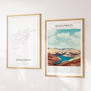 Lot de 2 impressions Afghanistan, carte de l'Afghanistan, affiche photo de l'Afghanistan, art mural Afghanistan, photographies de l'Afghanistan, Afghanistan