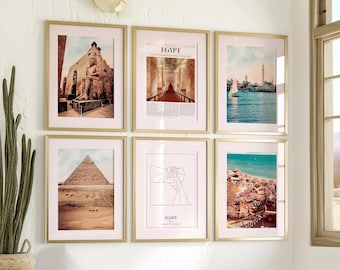 Egypt Prints Set of 6, Egypt Poster Photos, Egypt Map, Egypt Wall Art, Egypt Photography