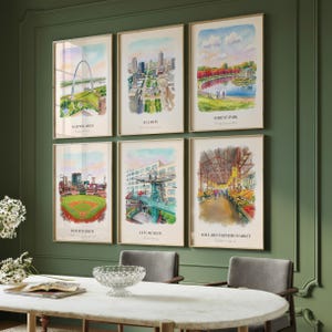 St. Louis MO Watercolor Prints Gallery Wall, Colorful St. Louis Painting Posters, St. Louis Gift, Missouri, United States image 3