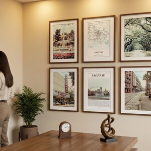 Savannah Prints Set of 6, Savannah Poster Photos, Savannah Map, Savannah Wall Art, Savannah Photography, Georgia Art image 4