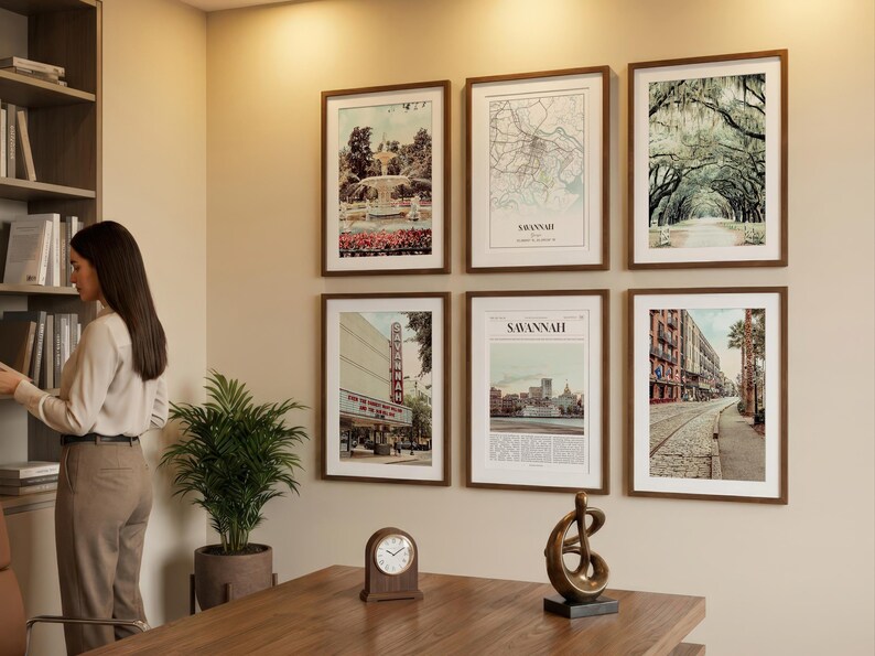Savannah Prints Set of 6, Savannah Poster Photos, Savannah Map, Savannah Wall Art, Savannah Photography, Georgia Art image 4