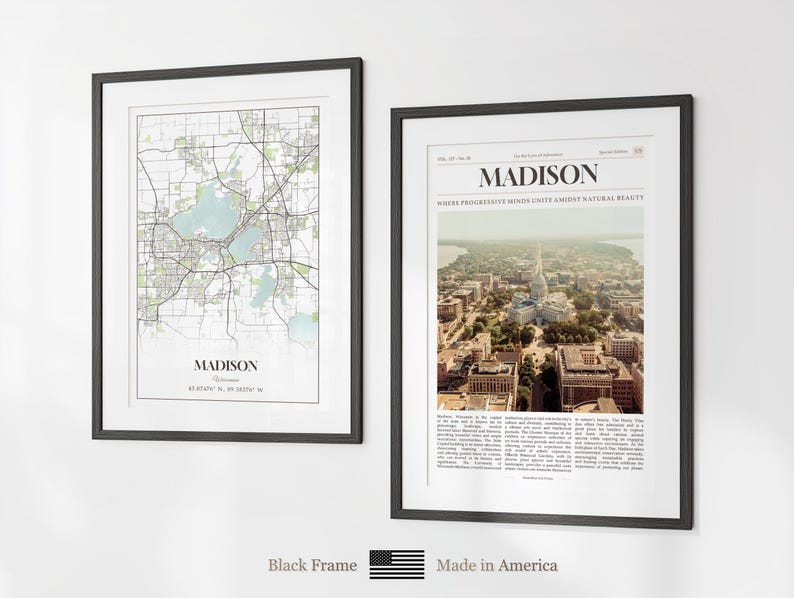 Madison Prints Set of 6, Madison Poster Photos, Madison Map, Madison Wall Art, Madison Photography, Wisconsin Art image 8