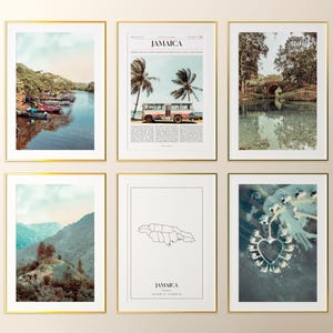 Lot de 6 impressions de la Jamaïque, affiche photo de la Jamaïque, carte de la Jamaïque, galerie d'art mural de la Jamaïque, photographie de la Jamaïque, Jamaïque