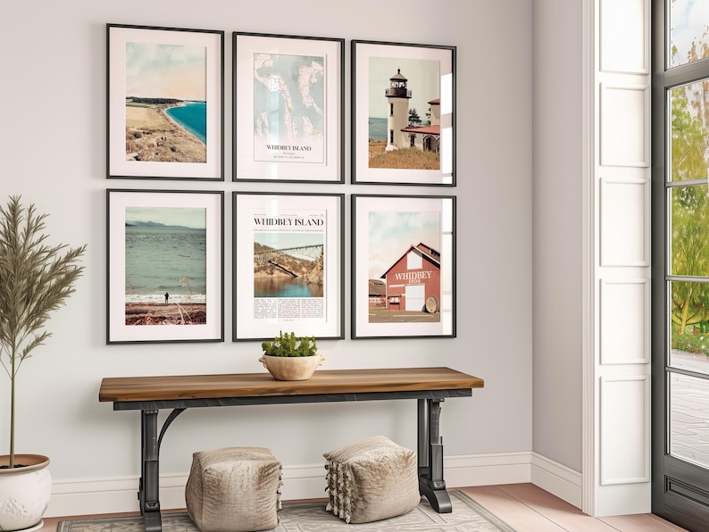 Whidbey Island Prints Set of 6, Whidbey Island Poster Photos, Whidbey Island Map, Whidbey Island Wall Art, Washington Art image 3