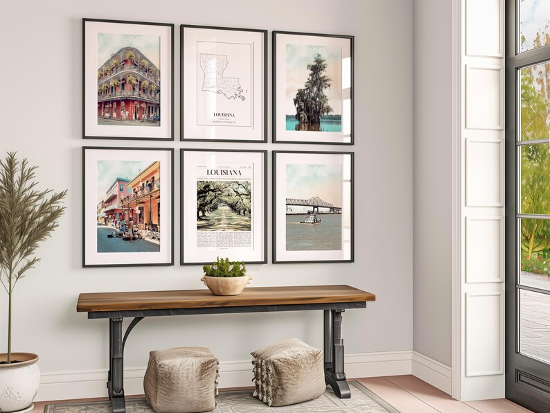 Louisiana State Prints Set of 6, Louisiana Poster Photos, Louisiana Map, Louisiana Wall Art, Louisiana Photography image 3