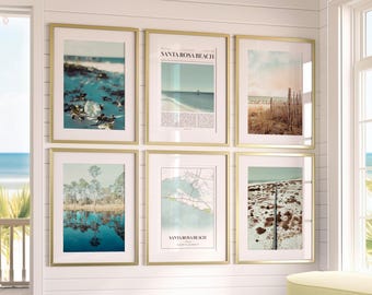 Santa Rosa Beach Prints Set of 6, Santa Rosa Beach Poster Photos, Santa Rosa Beach Map, Santa Rosa Beach Wall Art, Florida Art